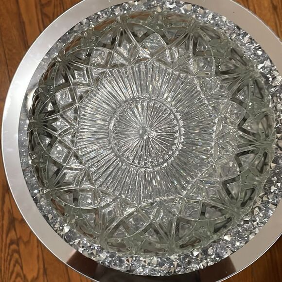 Large 10 inch elegant Round fruit bowl holder kitchen clear glass vintage bowl - Picture 5 of 8